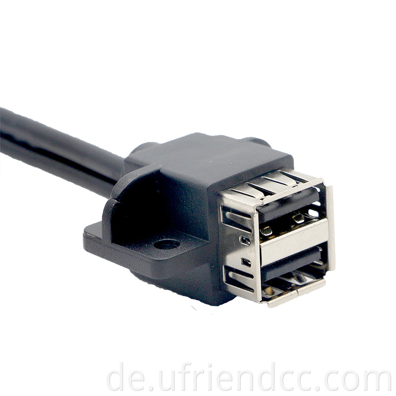 Customized Dual Layer USB 2.0 weibliche Tafelhalterung mit Schraube bis zu Dupont 2,54 mm Stifte Pitch -Kabel